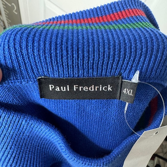 PAUL FREDRICK NWT mens blue supima cotton sweater 4xl - Picture 4 of 8